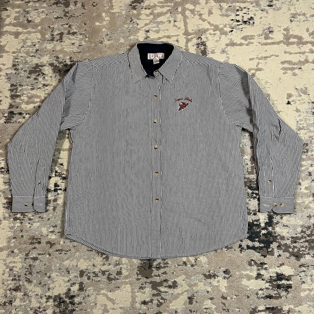 Vintage Y2K BAW Iowa State Cyclones Men Large Pinstripe Cotton Long Sleeve Shirt